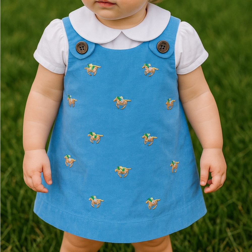 Beaufort Bonnet Jumper Dress Horse Embroidery 18-24 Months TBBC Girls Vintage